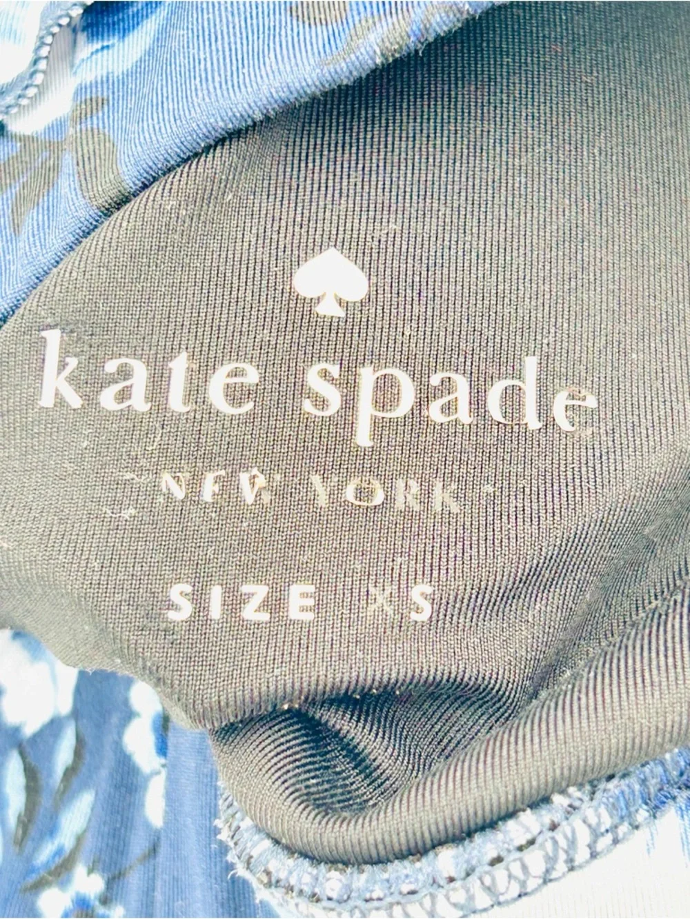 Kate Spade Blue Floral High-Neck Racerback Sports Bra ruffle women size XS